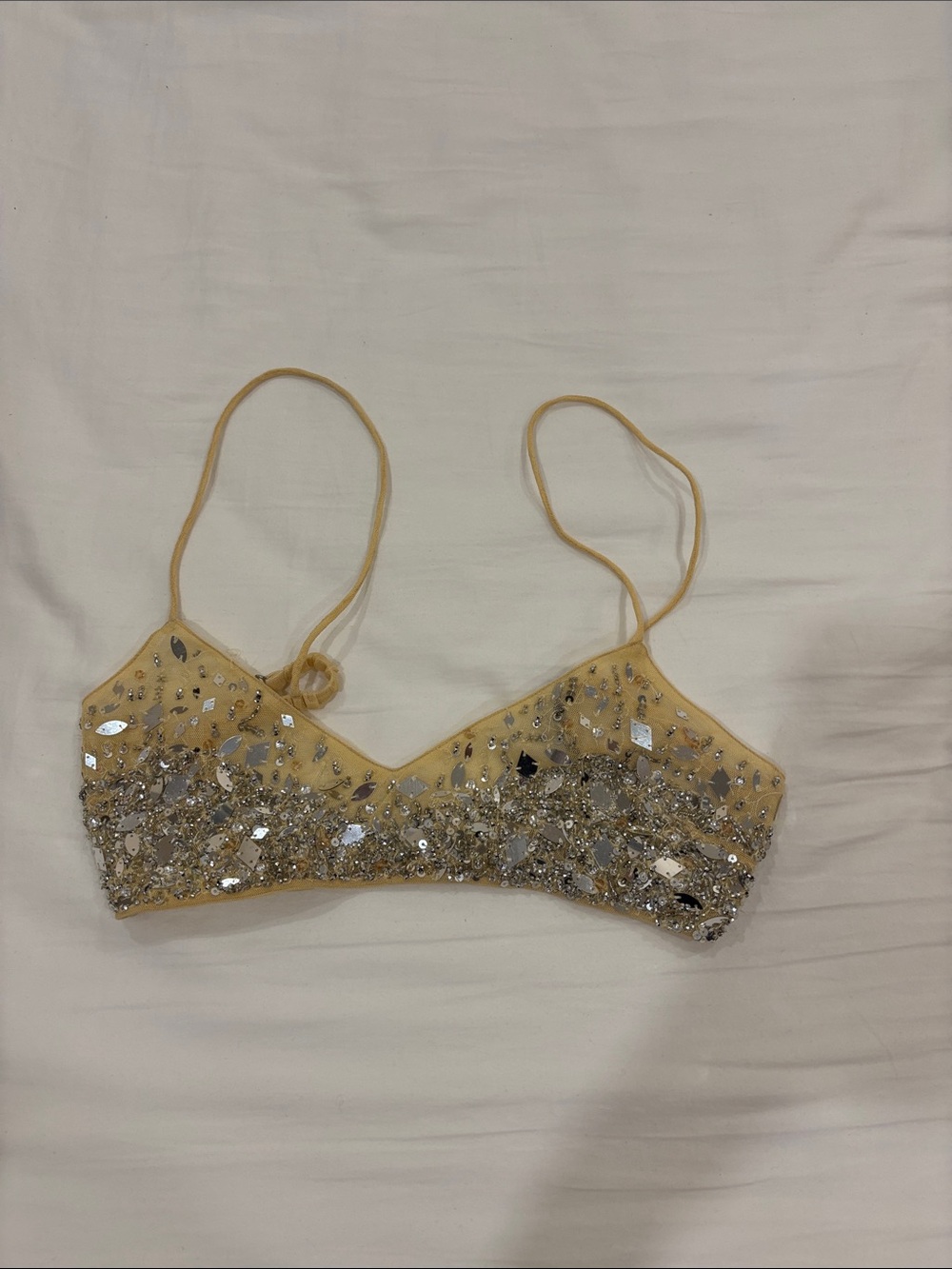 Zara Champagne Lace & Sequin Bralette